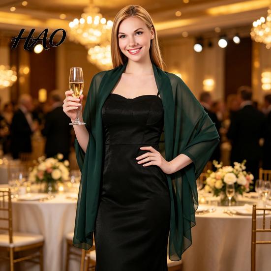 Легкий накидной платок для кондиционируемых помещений, женские шали и накидки, вечернее платье, однотонная шифоновая шаль, мягкий дышащий накидной платок, платья без бретелек