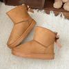 Fur All-in-one Snow Boots Women's New Short-tube Winter Velvet and Thickened Bow-knot Cold-proof and Warm-keeping Cotton Shoes