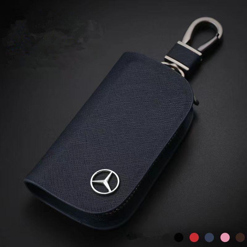 TXILC1 2025 Hot Leather Car Key Case Cross Pattern Car Key Cover Key Holder for Mercedes Benz New B/C/E Class A Class C200L GLC GLK CLA