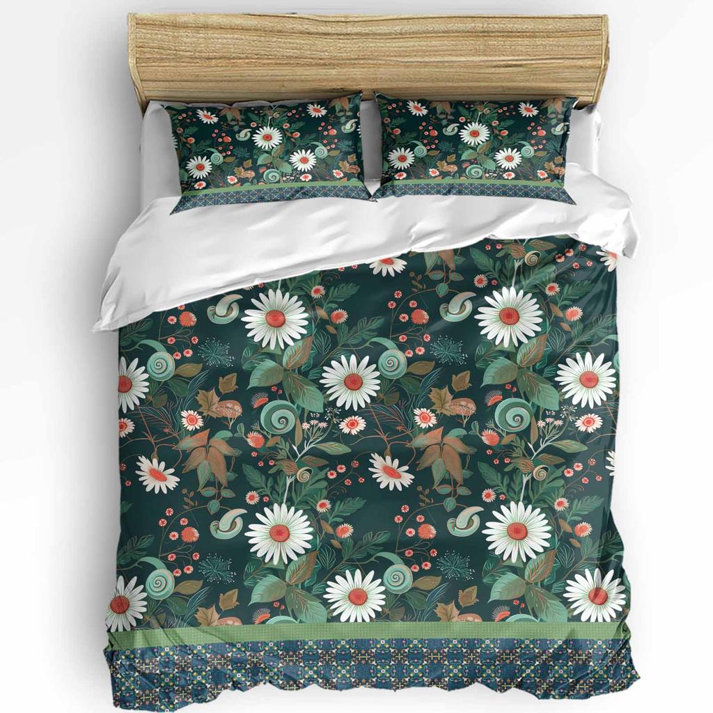 Vintage Flower Leaf Abstract 3pcs Bedding Set For Double Bed Home Textile Duvet Cover Quilt Cover Pillowcase