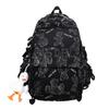 School bag for female junior high school students, simple and versatile printed bear niche design 2025 new college student computer backpack for men