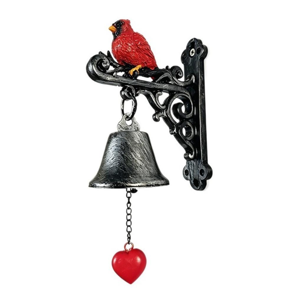 Metal Red Bird Doorbell Sturdy Retro Doorbell Rural Style Wall Mounted Doorbell Entrance Door