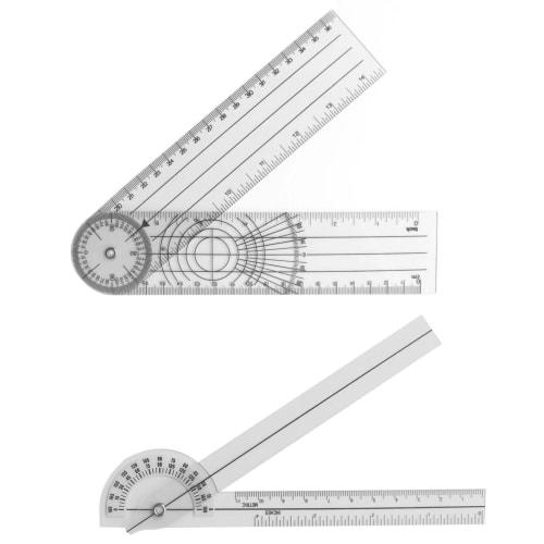 PAVIKE Goniometer, Rehabilitation Goniometer, Set of 2, Rotatable, Multifunctional, Transparent, Professional Goniometer, Plastic, 180 Measuring Tool
