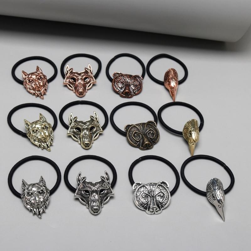 Винтажные резинки для волос с металлическим подвесом в виде животных, резинки для волос, элегантные держатели для хвостиков, украшения для волос