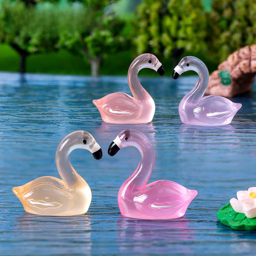 Creative Night Light Pink Flamingo Resin Ornament Cute Luminous Figurine For Desk