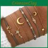 Трендовый осенний набор браслетов с подвесками в виде звезды и луны, унисекс дизайн, идеально подходит для подарков