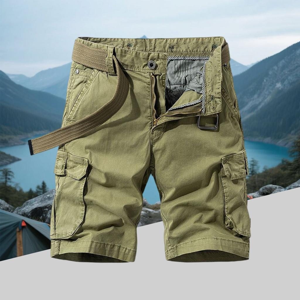 Men's Casual Comfortable Cargo Shorts - Multi-Pocket, Beltless