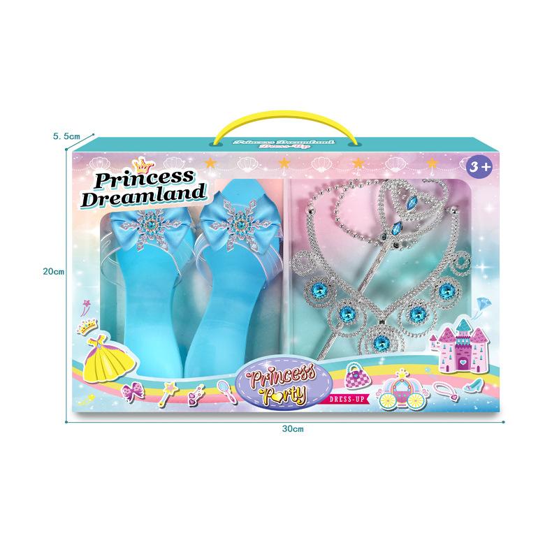 Princess Dress Up Toy Set for Girls - Crown, Necklace, Ring, Magic Wand, High Heels & Earrings Jewelry Accessories