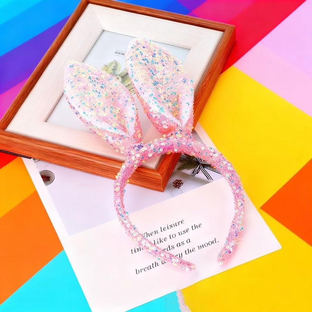 Cartoon Bunny Ears Headband Sequin Rabbit Ear Hairband Cute Easter Bunny Headband Girl