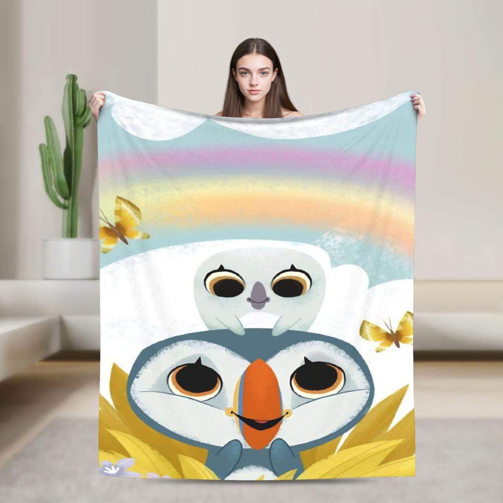 Puffins Rocks Plush Blankets Students Flannel Throw Blanket For Home Decor Soft Warm Design Quality Bedspread Birthday Present