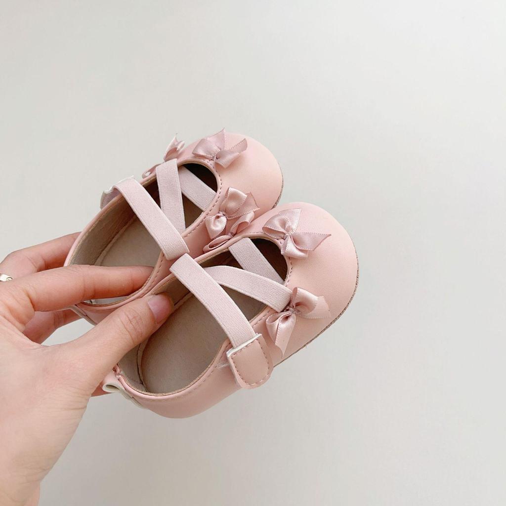 Весенняя новая детская обувь для ходьбы (0-2 года) с эластичной застежкой-липучкой, дизайн с бантом, мягкая подошва и мягкая поверхность