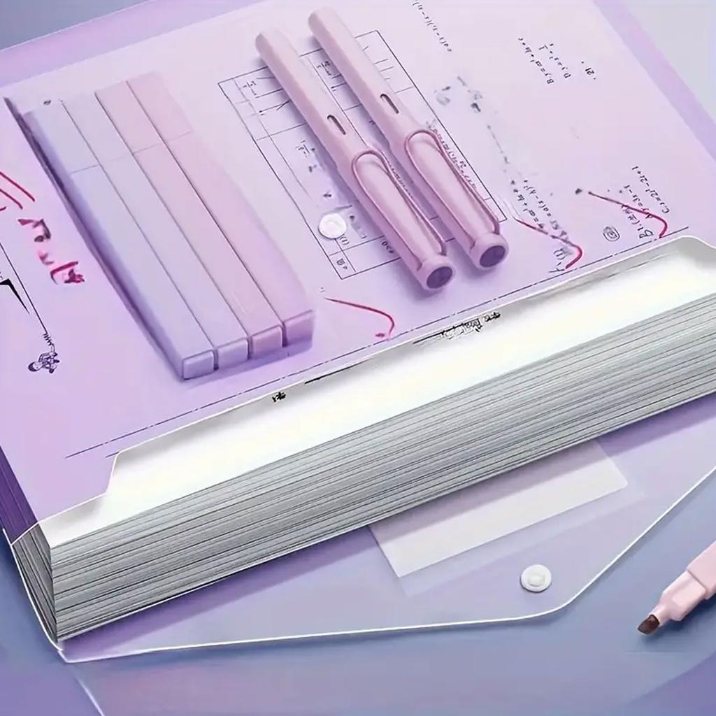 WQN-5PCS PP Plastic Envelope Clear Reusable Plastic Envelope Waterproof Folder with Button A4 Size For School Office Supplies