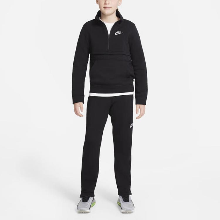 Nike Вязаные спортивные штаны дышащие со средней посадкой теплые повседневные на кулиске детские штаны черные DJ5573-010