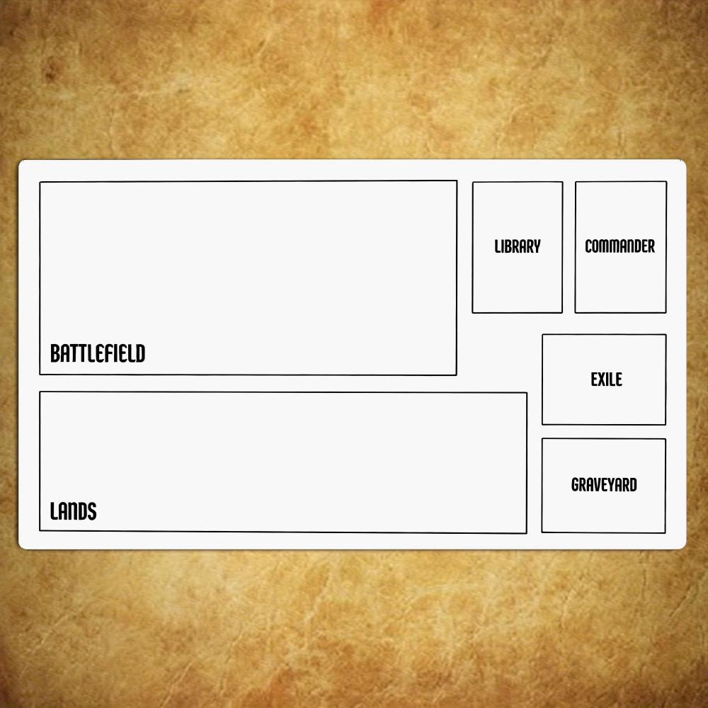 Black Background White Outline Zoned TCG Playmat 35X60CM Magic Card Battle Mat Non‑Slip Durable Stitched Edge Tabletop Playmat