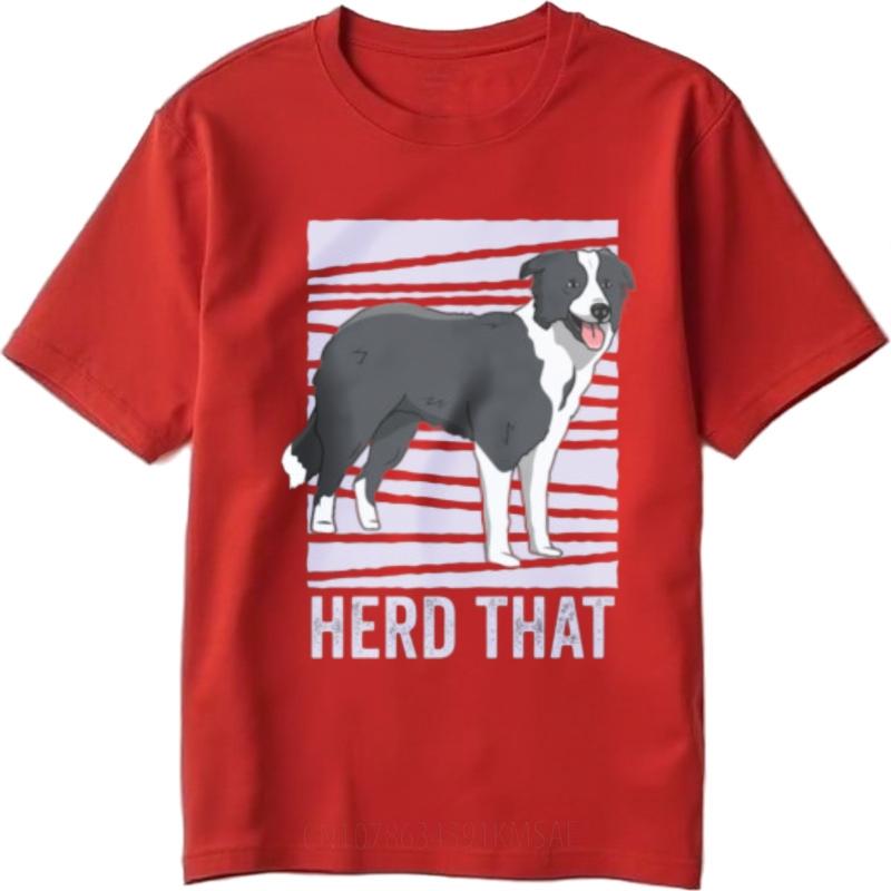 Printed Teeshirt Round Neck T Shirt Daily Wear Border Collie Standing On Stripes Herd That Fashionable Top Tees Unisex Tshirt