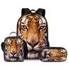 Trendy Popular Novelty tiger 3D Print 3pcs/Set Student School Bags Laptop Daypack Backpack Crossbody Lunch bag Pencil Case