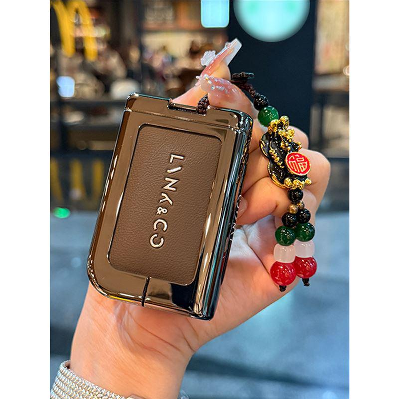 High-End Leather Metal Key Case: Fits Lynk & Co Models 03, 07, 09 - Full Coverage Protection for Remote Key Fob