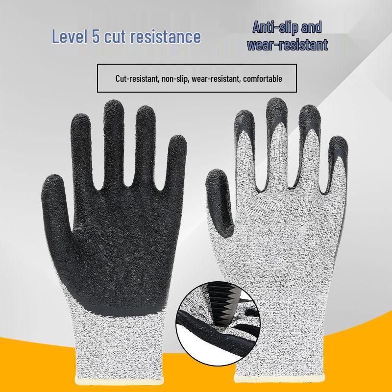 Защитные латексные перчатки, устойчивые к порезам и проколам - износостойкие, противоскользящие, утолщенные строительные перчатки