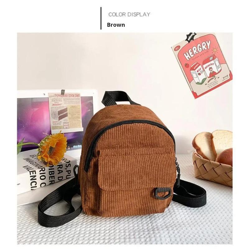 Super Popular Cute Mini Backpack, Corduroy Student Commuting Bag, Multi-Functional Portable Makeup Bag