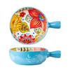 Bohemians Ceramic Handled Soup Bowl Serving Bowl Suitable for Oven and Microwave Safe Use Easy Cleaning Dishwasher Safe