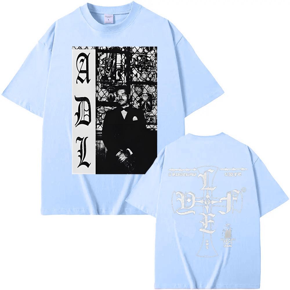 A DANGEROUS LYFE CROSS TEE 2026 new style Yeat Casual TShirt Summer T shirt High Quality Cotton Comfortable Unisex Short Sleeve