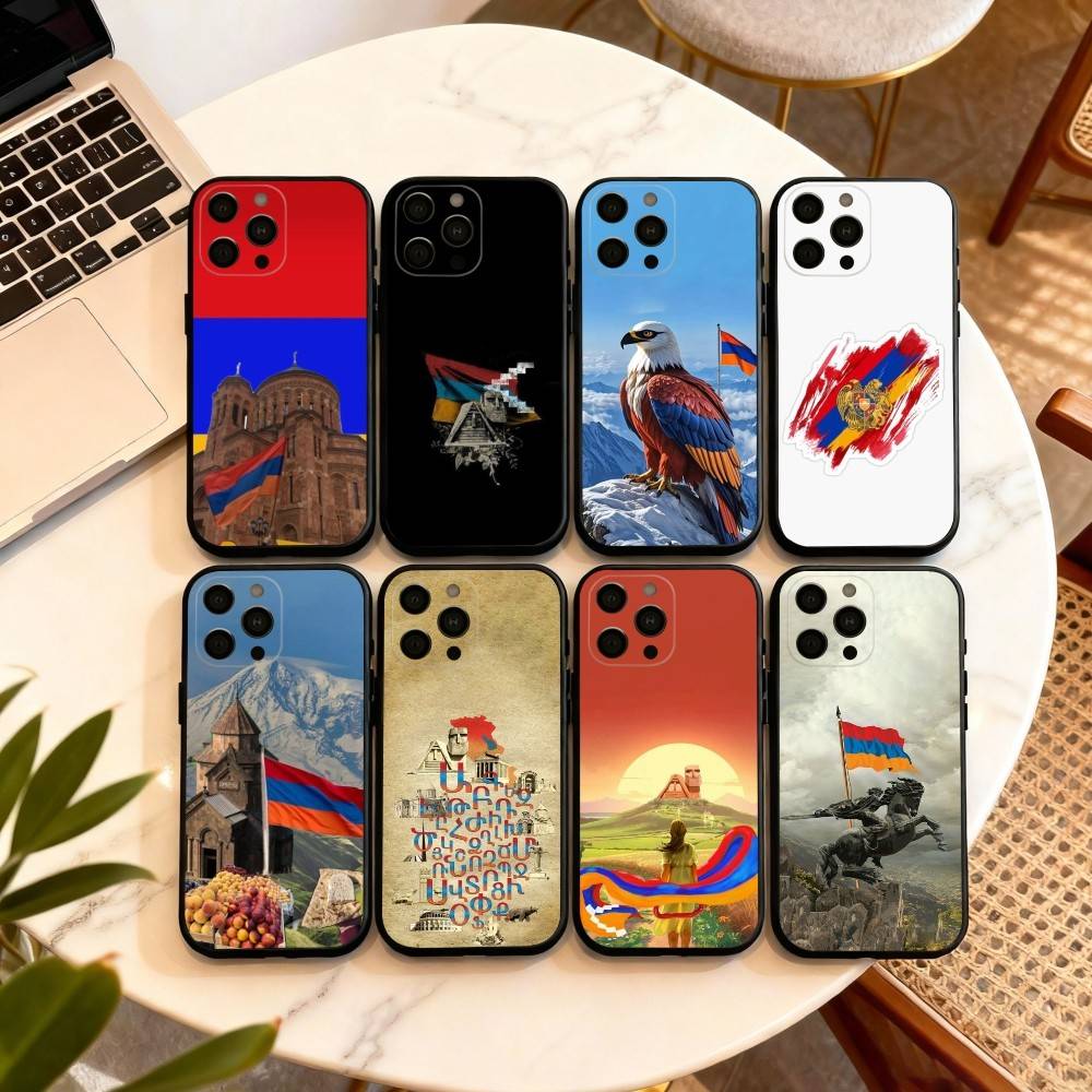 Флаг Армении АРТ Чехол для телефона для iPhone 17,16,15,14,13,12,11 Plus,Pro Max,XS,Мягкий силиконовый черный чехол