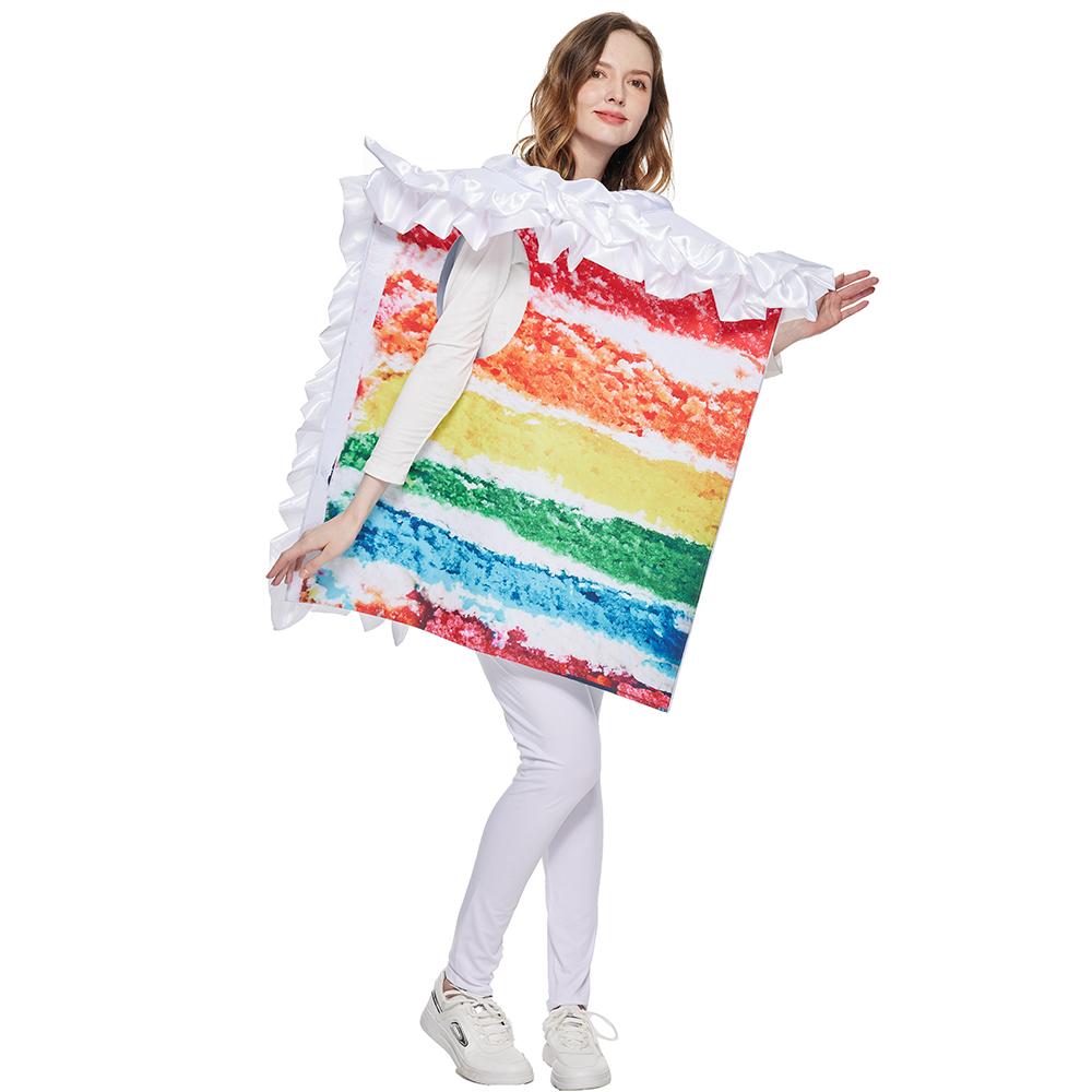 Женский Радужный костюм коровы для торта для взрослых, Хэллоуин, веселая еда, праздничное нарядное платье