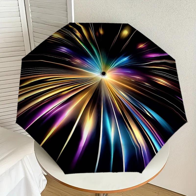 1PC Lightburst Colorful Umbrella-8-Rib Reinforced, Automatic Open, Lightweight & Durable, Cute Fashion Accessory for Outdoor, Beach or Casual Use, Bea