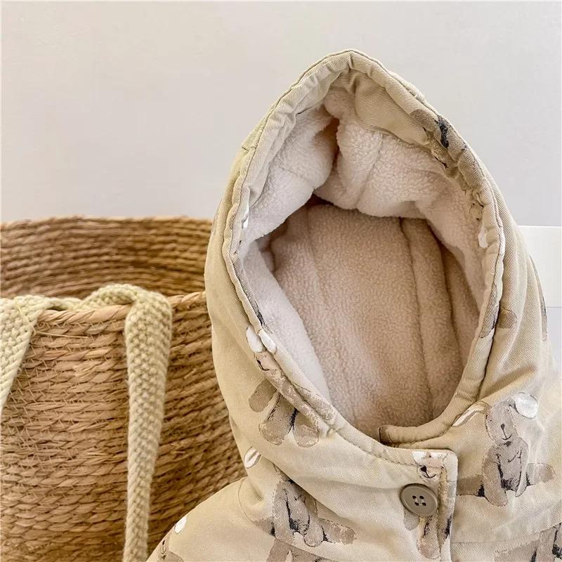 Детская верхняя одежда с рисунком из мультфильма, толстое стеганое пальто с капюшоном, корейская детская одежда, куртка для девочек и мальчиков, теплая зимняя