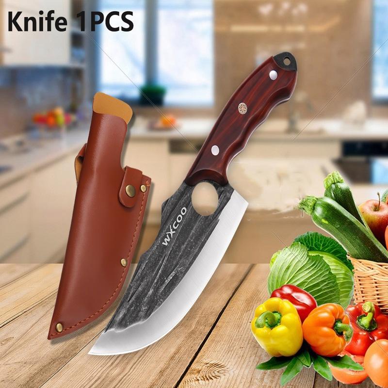 WXCOO Кованый нож мясника Нож для разделки рыбы DIY Кухня Нержавеющая сталь Для нарезки фруктов Овощей Шеф-повар Деревянная ручка BBQ Готовка