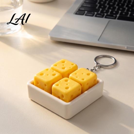 Office Workers Stress Reducer 3D Printed Cheese Clicker Toy Portable Cube Fidget Adults Sensory Anxiety Relief Gadget for and Kids Toys