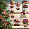 Christmas Hot Air Balloon Decoration Wooden 2D Flat Santa Claus In Hot Air Balloon Pendant for Holiday Window Wall Home Decor