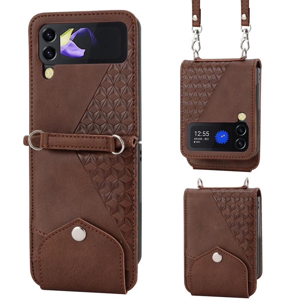 Кошелек с слотом для карт на шнурке, кожаный чехол для Samsung Galaxy Z Flip 6 5 4 3 Flip3 5G, противоударный чехол с ремешком через плечо, защита от царапин Flip4