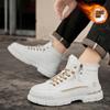 Зима 2024 новая мужская обувь на высокой подошве с флисовой подкладкой утолщенная модная трендовая обувь ботинки Мартин повседневная универсальная рабочая обувь трендовая обувь