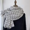 Клетчатый шарф Женский Зимний Новый Шарф Qiandongge Имитация Кашемира Теплая Шаль с Бахромой Утолщенный