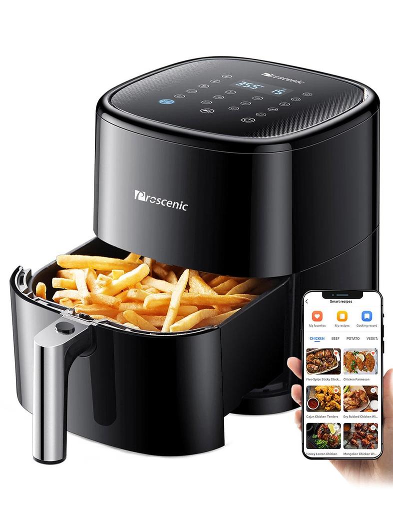 Proscenic T22 Air Fryer with 13 Presets & Shake Reminder, Oil Free Air Fryer 5L, Compatible with APP & Alexa - Black