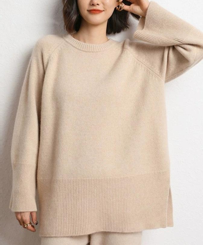 Autumn and Winter New Loose Large Size Knitted Sweater Women's Casual Lazy Style Bottomed Pullover Sweater