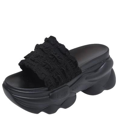 Модные женские тапочки на плоской платформе с танкеткой 8 см, мягкие женские сандалии 2024 года, летние женские шлепанцы, женские тапочки