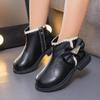 2024 Детская мода для девочек короткие ботинки классические с боковой молнией черные классические элегантные туфли принцессы весна осень новые повседневные с круглым носком