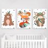 Каваи Медведь Олень Сова Лиса Обезьяна Перо Детская Комната Животные Постеры и Принты Настенное Искусство Холст Живопись Картинки Декор Детской Комнаты