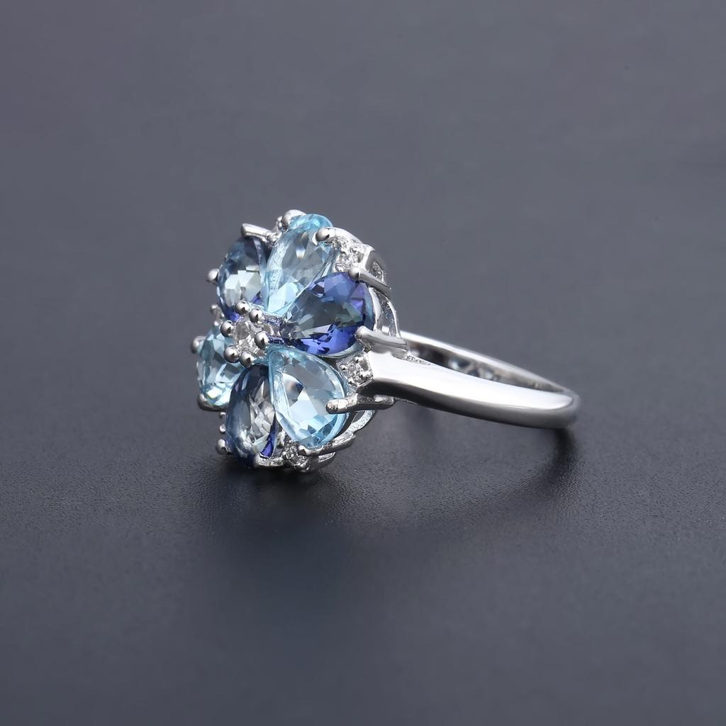 Light Luxury Natural Colored Treasure Ring S925 Sterling Silver Inlaid With Natural Colored Crystal Gemstone Ring