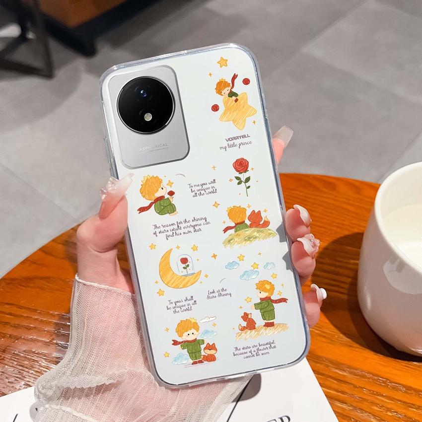 Для Vivo Y02 Y02A Y02S Y10 Y11 Y12 Y12a Y15 Y15a Y16 Y17 Y19 Прозрачные ТПУ Чехлы с Рисунком Морского Кита Ударопрочные Задние Крышки Для Vivo Силиконовый Корпус Телефона