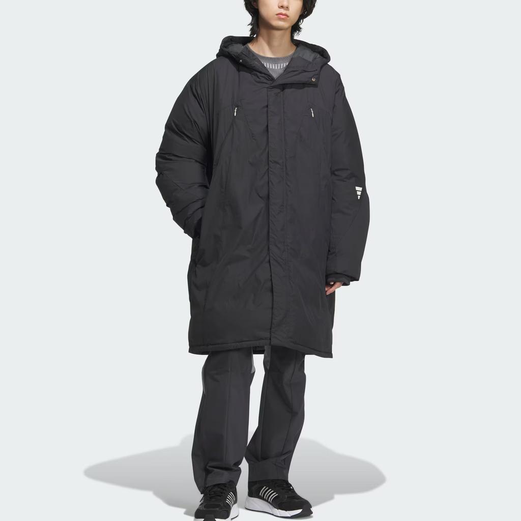 Adidas FW24 FUSTL P DJK LON водонепроницаемая длинная теплая спортивная повседневная куртка с капюшоном мужская куртка карбоново-черного цвета JM6176