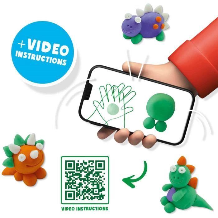 Pâte à modeler FunDo - Dinosaures (3x90gr-1x40gr) - SES CREATIVE - Interactive pour les jeunes enfants.