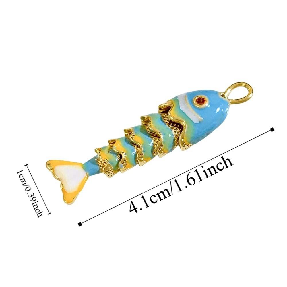 3D Brass Colorful Small Koi Carp Drip Oil Fish Funny Plated Enamel Fish Charms Bracelet