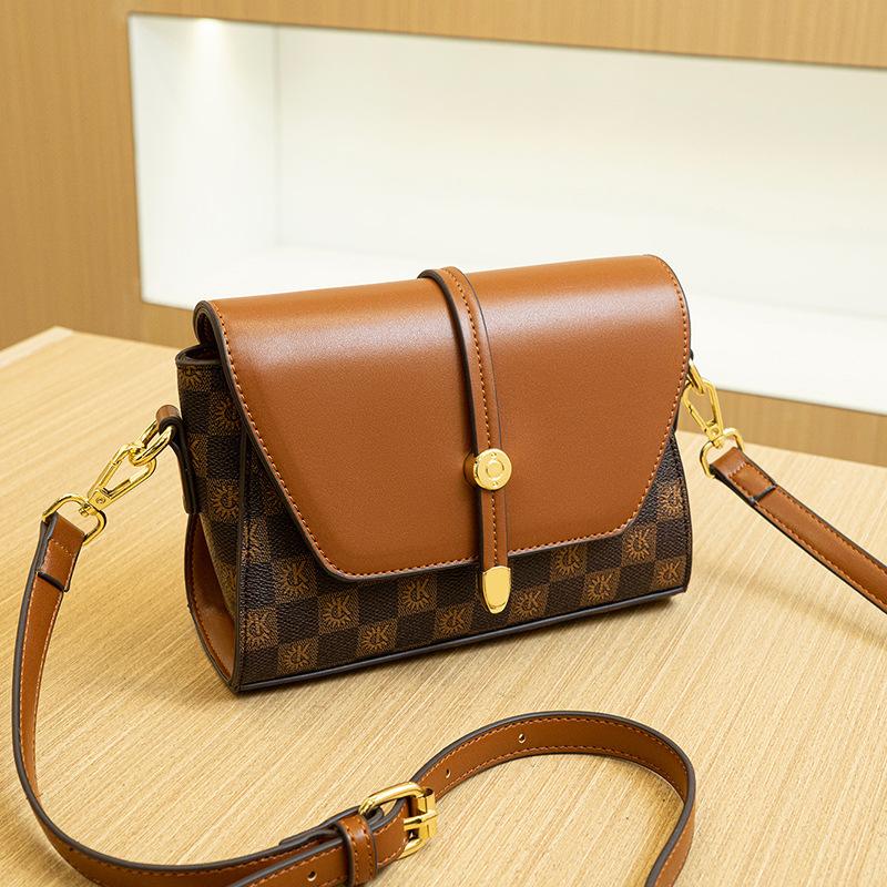 Summer Light Luxury Women's Bag Fashionable and Versatile Small Square Bag Patchwork Printed Single Shoulder Crossbody Bag