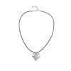 Women Necklace Big Heart Pendant Choker Necklaces Chunky-Heart Collar Chain Tie-up Jewelry Accessory for Teen Girls MIT