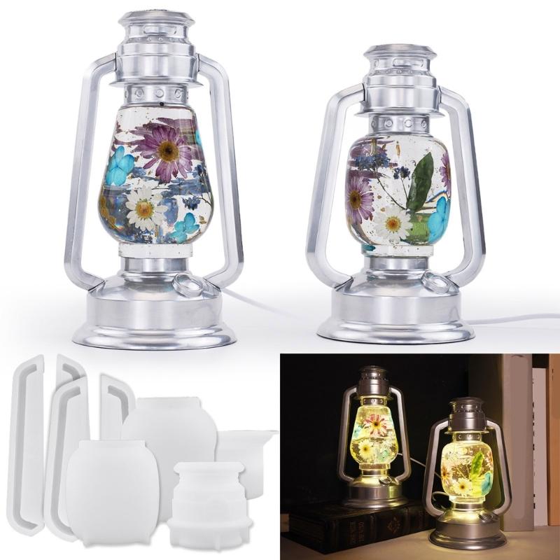 Artistic Resin Casting Mold Flexible Reusable Moulds Resin Oil Lamp Silicone Molds for Making Bedside Camping Lights