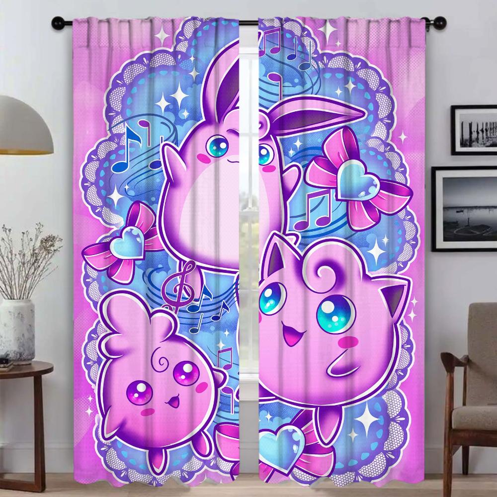 Шторы для спальни Покемоны Современные шторы для гостиной 2 штуки Шторы-тени Перегородка Блэкаут штора Украшение на Хэллоуин