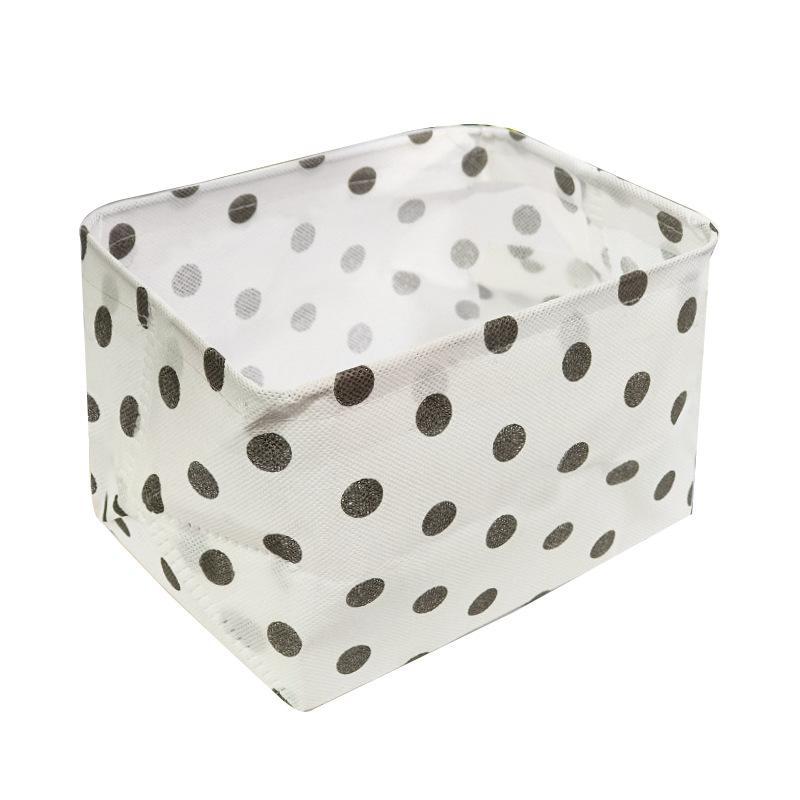 Polka Dot Fabric Storage Basket Large Capacity Foldable Waterproof Organizer for Home Office Desk File Storage